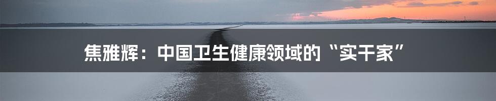 焦雅辉:中国卫生健康领域的“实干家”
