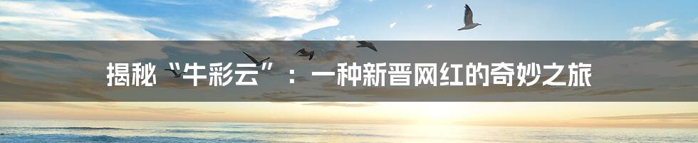揭秘“牛彩云”:一种新晋网红的奇妙之旅