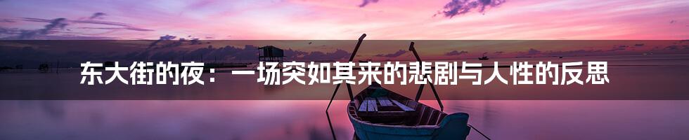 东大街的夜:一场突如其来的悲剧与人性的反思