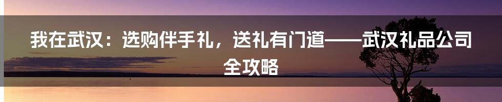 我在武汉:选购伴手礼,送礼有门道——武汉礼品公司全攻略