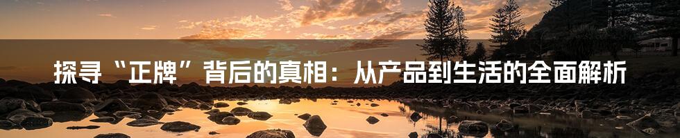 探寻“正牌”背后的真相：从产品到生活的全面解析