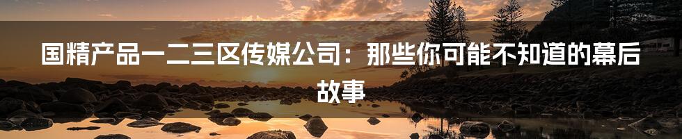 国精产品一二三区传媒公司:那些你可能不知道的幕后故事
