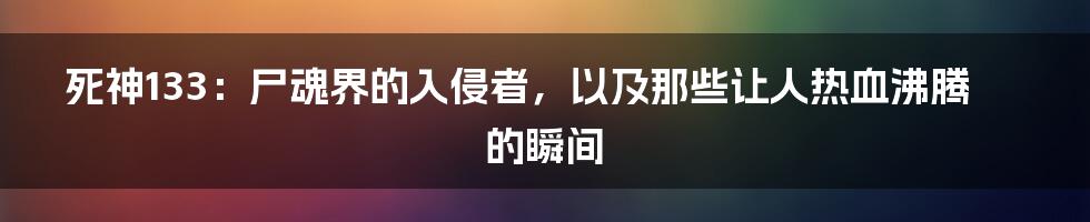 死神133：尸魂界的入侵者，以及那些让人热血沸腾的瞬间