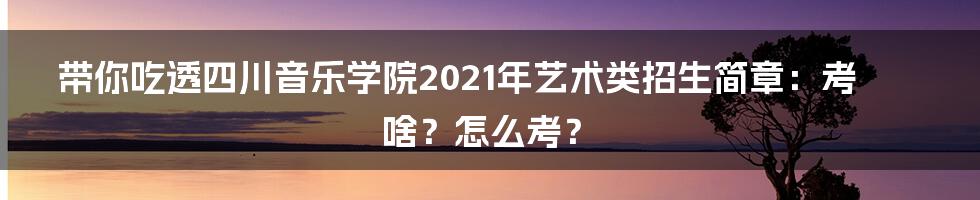 带你吃透四川音乐学院2021年艺术类招生简章:考啥?怎么考?