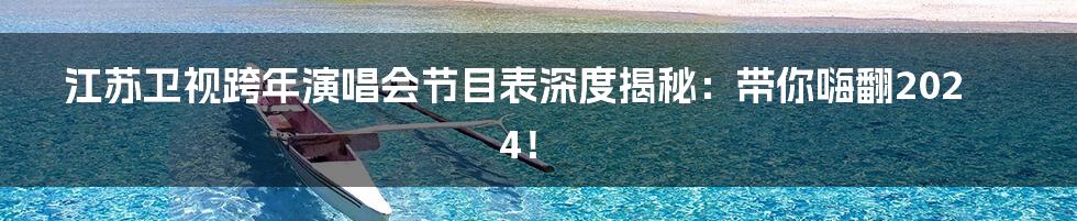江苏卫视跨年演唱会节目表深度揭秘：带你嗨翻2024！