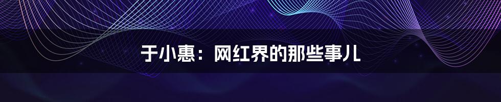 于小惠：网红界的那些事儿