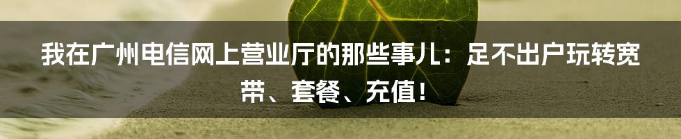 我在广州电信网上营业厅的那些事儿:足不出户玩转宽带、套餐、充值!