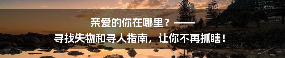 亲爱的你在哪里？—— 寻找失物和寻人指南，让你不再抓瞎！