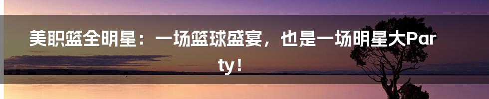 美职篮全明星:一场篮球盛宴,也是一场明星大Party!