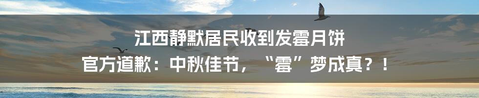 江西静默居民收到发霉月饼 官方道歉：中秋佳节，“霉”梦成真？！