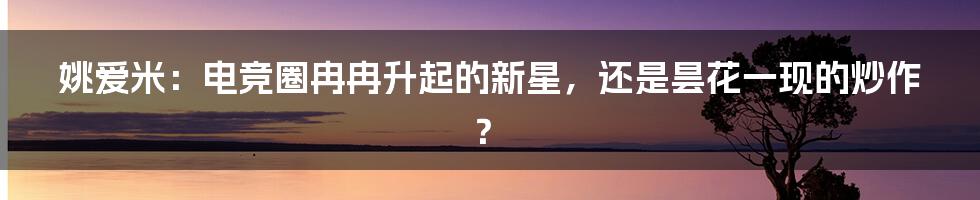 姚爱米:电竞圈冉冉升起的新星,还是昙花一现的炒作?