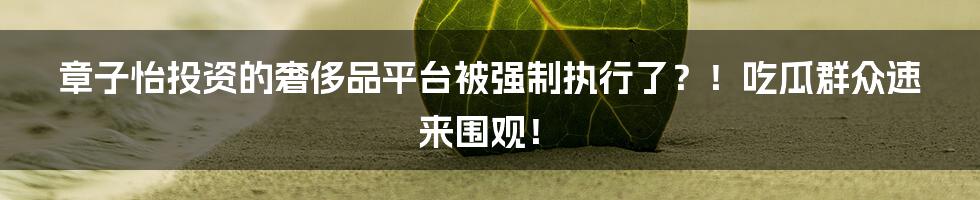 章子怡投资的奢侈品平台被强制执行了?!吃瓜群众速来围观!