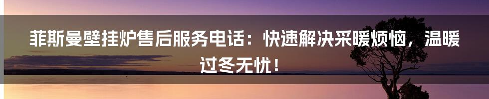菲斯曼壁挂炉售后服务电话：快速解决采暖烦恼，温暖过冬无忧！
