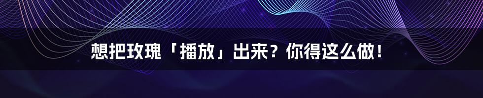 想把玫瑰「播放」出来？你得这么做！