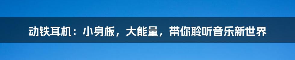 动铁耳机:小身板,大能量,带你聆听音乐新世界