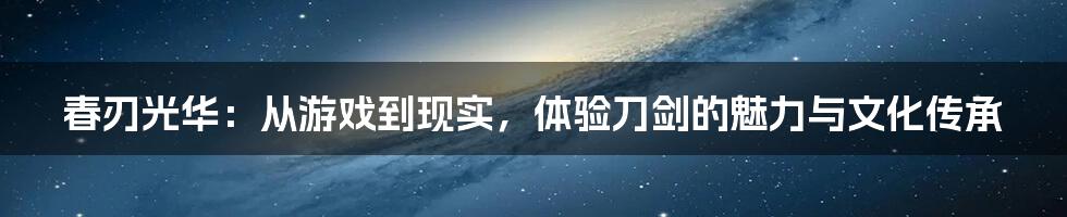 春刃光华:从游戏到现实,体验刀剑的魅力与文化传承
