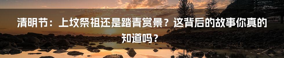 清明节:上坟祭祖还是踏青赏景?这背后的故事你真的知道吗?