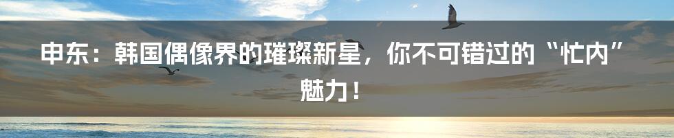 申东:韩国偶像界的璀璨新星,你不可错过的“忙内”魅力!