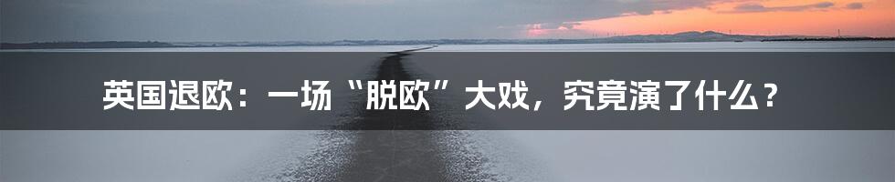 英国退欧:一场“脱欧”大戏,究竟演了什么?