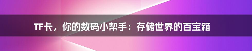 TF卡,你的数码小帮手:存储世界的百宝箱