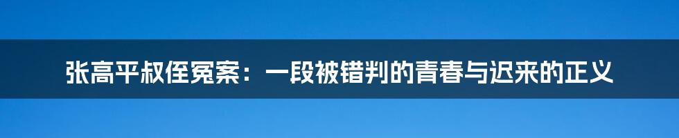 张高平叔侄冤案:一段被错判的青春与迟来的正义