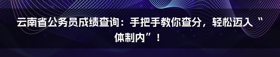 云南省公务员成绩查询:手把手教你查分,轻松迈入“体制内”!