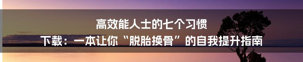高效能人士的七个习惯 下载：一本让你“脱胎换骨”的自我提升指南