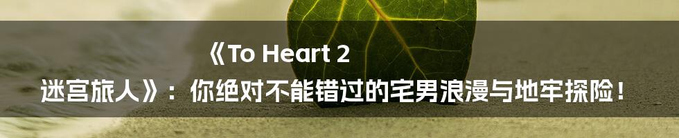《To Heart 2 迷宫旅人》：你绝对不能错过的宅男浪漫与地牢探险！