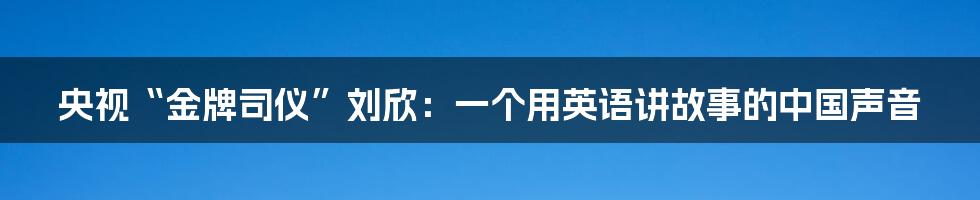 央视“金牌司仪”刘欣:一个用英语讲故事的中国声音