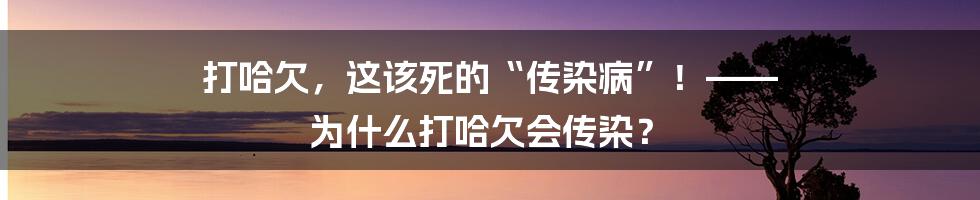 打哈欠,这该死的“传染病”!—— 为什么打哈欠会传染?