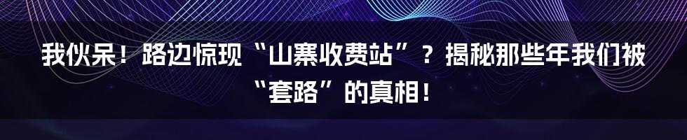 我伙呆!路边惊现“山寨收费站”?揭秘那些年我们被“套路”的真相!