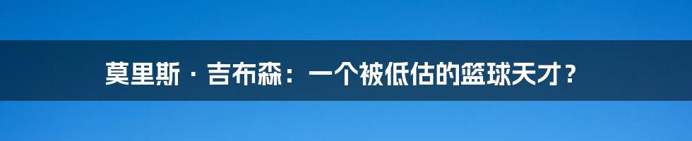 莫里斯·吉布森:一个被低估的篮球天才?