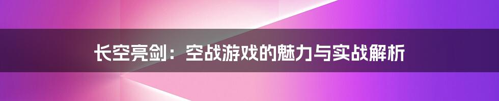长空亮剑：空战游戏的魅力与实战解析