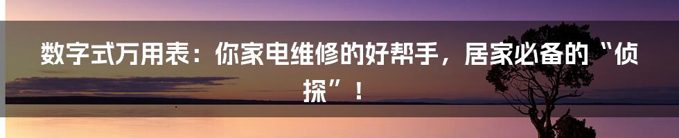 数字式万用表：你家电维修的好帮手，居家必备的“侦探”！