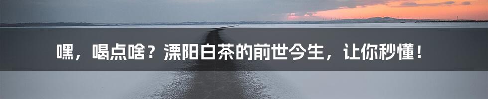 嘿,喝点啥?溧阳白茶的前世今生,让你秒懂!