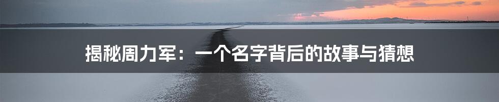 揭秘周力军:一个名字背后的故事与猜想