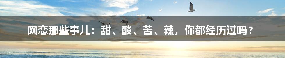 网恋那些事儿:甜、酸、苦、辣,你都经历过吗?