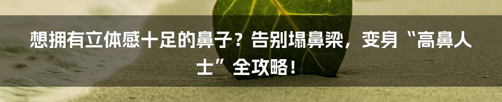 想拥有立体感十足的鼻子?告别塌鼻梁,变身“高鼻人士”全攻略!