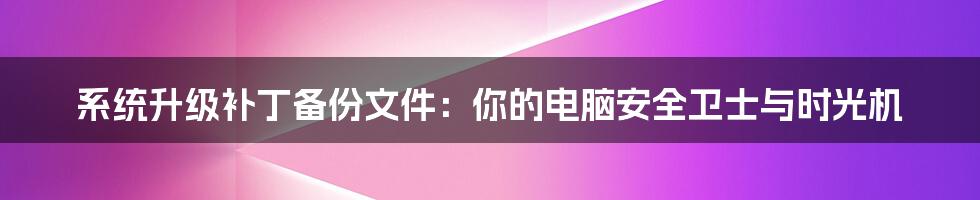 系统升级补丁备份文件:你的电脑安全卫士与时光机