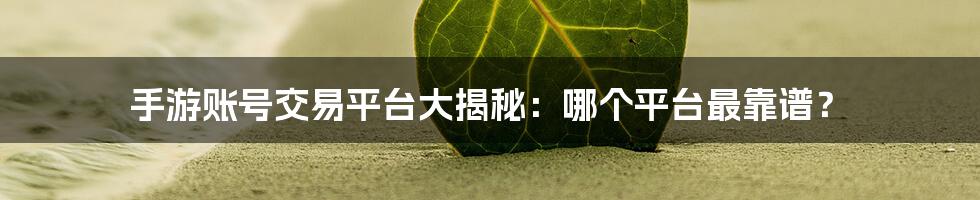 手游账号交易平台大揭秘:哪个平台最靠谱?