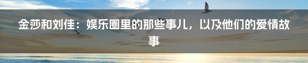 金莎和刘佳:娱乐圈里的那些事儿,以及他们的爱情故事