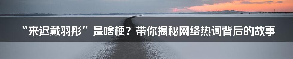 “来迟戴羽彤”是啥梗?带你揭秘网络热词背后的故事