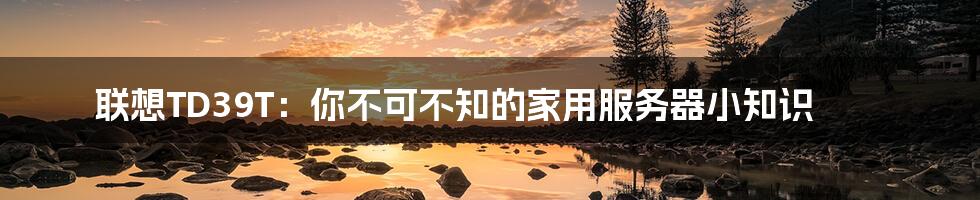 联想TD39T:你不可不知的家用服务器小知识