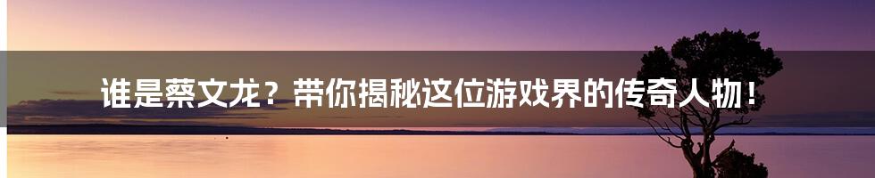 谁是蔡文龙？带你揭秘这位游戏界的传奇人物！