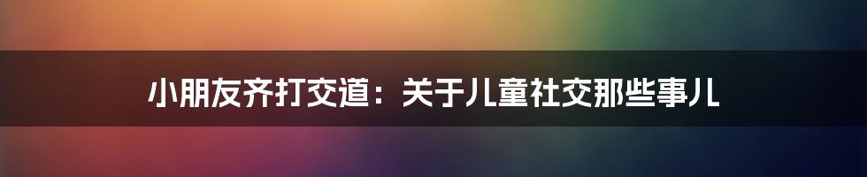 小朋友齐打交道：关于儿童社交那些事儿