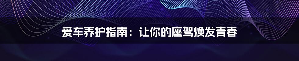 爱车养护指南：让你的座驾焕发青春