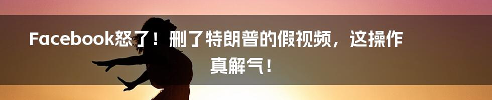 Facebook怒了!删了特朗普的假视频,这操作真解气!