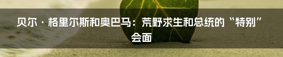 贝尔·格里尔斯和奥巴马:荒野求生和总统的“特别”会面