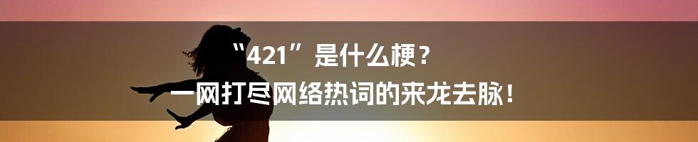 “421”是什么梗? 一网打尽网络热词的来龙去脉!