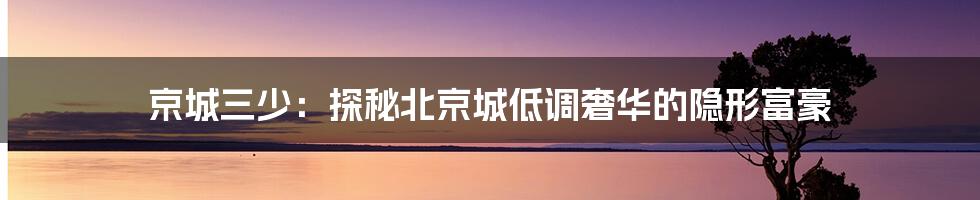 京城三少:探秘北京城低调奢华的隐形富豪
